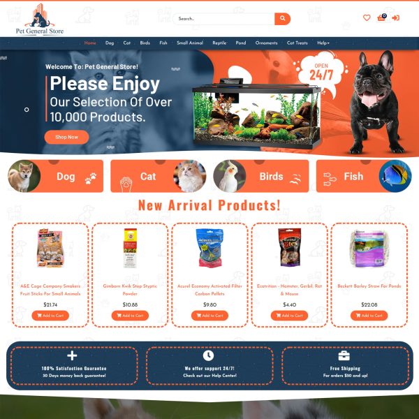 Pet General Store Ecommerce Site - Complete Pet Supply Online Store